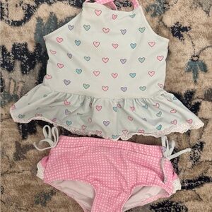 Love and Grow Clothing Co Heart Print Swimsuit Set size 6 tankini set